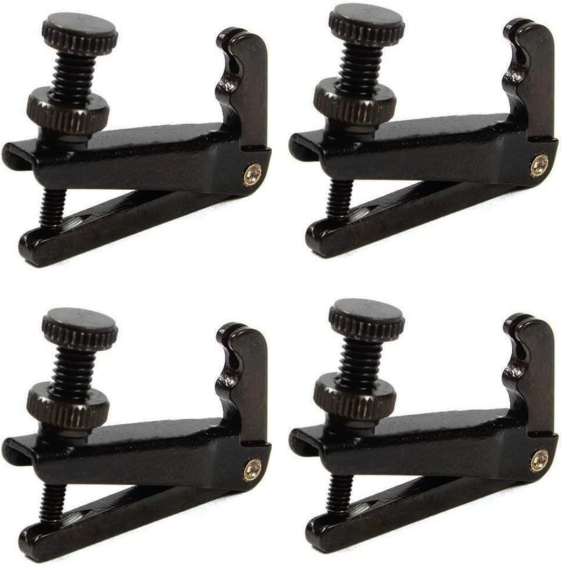 KAIY Violin Fine Tuner for 3/4 4/4 Violin, Violin String Fine Adjuster Tuners Stainless Metal String Spinner Adjuster, Nickel Plated Anti Rust, 4 Pcs Black - Image 1